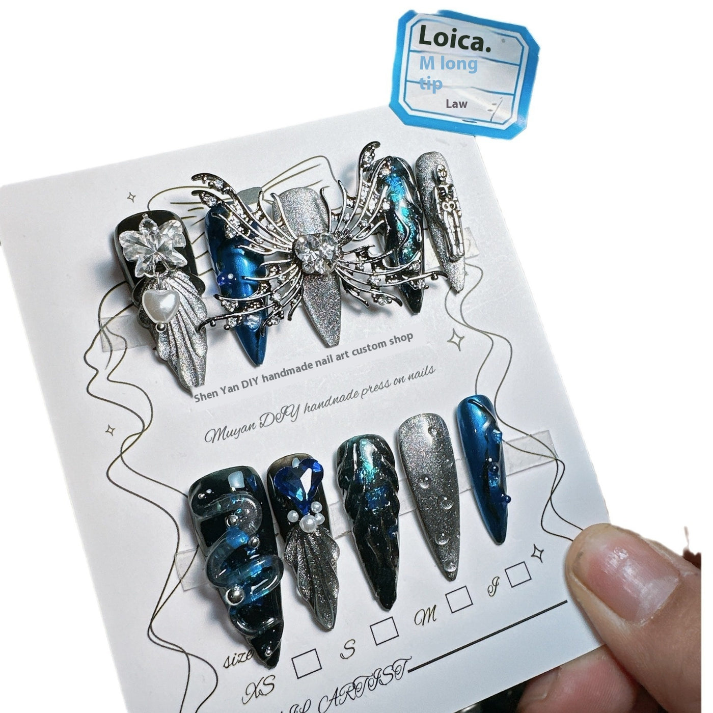 Three-dimensional Loica Luxury Dark Non-mainstream Style Hot Girl Nail Beauty Rhinestone Wear Armor