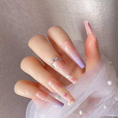 Butterfly Sequins Spot Drill Purple Removable Nail Sticker
