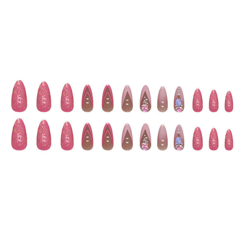 Almond Double French Fake Nails