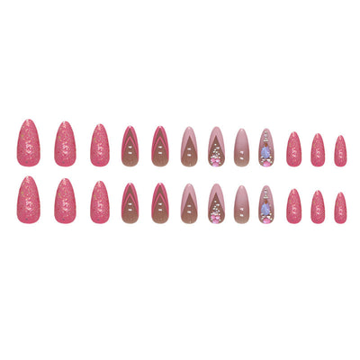Almond Double French Fake Nails