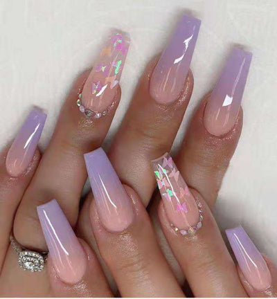 Butterfly Sequins Spot Drill Purple Removable Nail Sticker