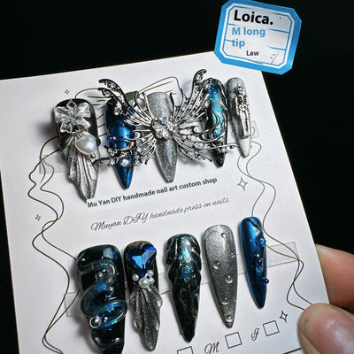 Three-dimensional Loica Luxury Dark Non-mainstream Style Hot Girl Nail Beauty Rhinestone Wear Armor