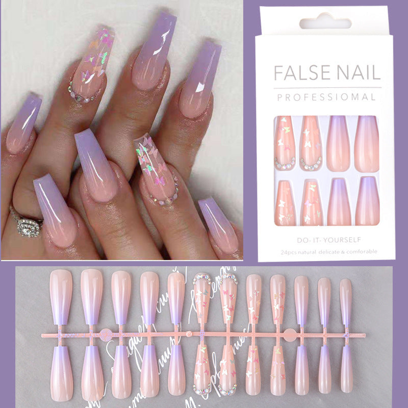 Butterfly Sequins Spot Drill Purple Removable Nail Sticker